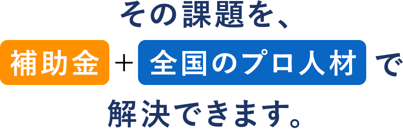 静岡県内企業の皆さまへ 採用・定着の課題を補助金+全国のプロ人材で解決できます。